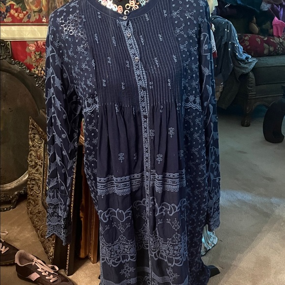 Johnny Was Navyblue Embroidered  dress - Picture 1 of 6